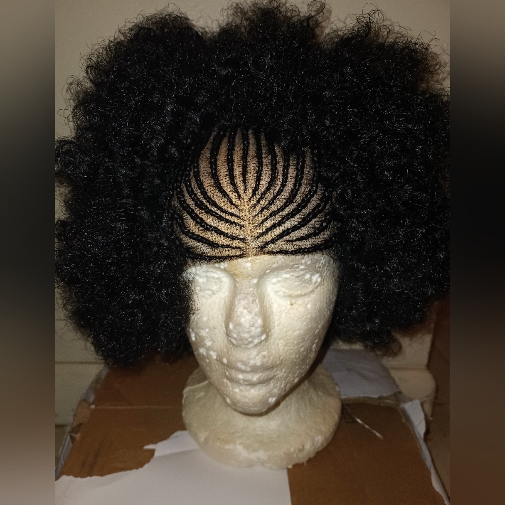 Beautiful Handmade Black Braided Afro Wig